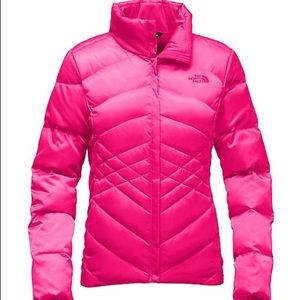 Pink North Face puffer coat